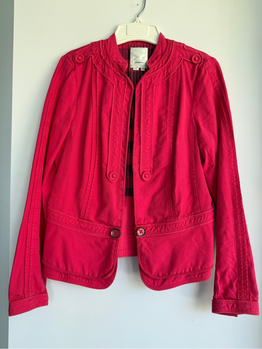 Anthropologie Coral Cotton Blazer Jacket, Size 12
